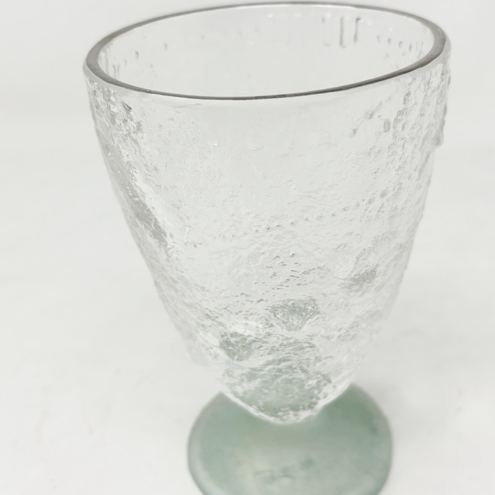 Textured Bubbled Goblet With Nautical Details Celedon Base 5” X 3” X 2.25” - Picture 2 of 7